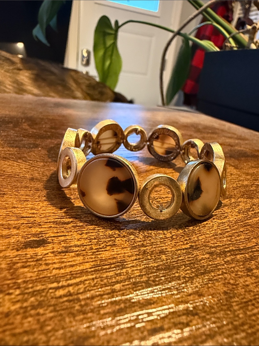Gold-Tone Tortoiseshell Circle Link Bracelet 2/6$